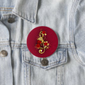 Golden Treble Cleve mit Rose Blume Button (Beispiel)
