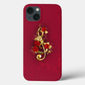 Golden Treble Cleve mit Rose Blume Case-Mate iPhone Hülle (Rückseite)
