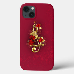 Golden Treble Cleve mit Rose Blume Case-Mate iPhone Hülle
