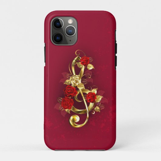 Golden Treble Cleve mit Rose Blume Case-Mate iPhone Hülle (Rückseite)
