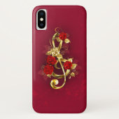 Golden Treble Cleve mit Rose Blume Case-Mate iPhone Hülle (Rückseite)