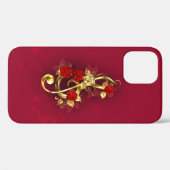Golden Treble Cleve mit Rose Blume Case-Mate iPhone Hülle (Rückseite (Horizontal))
