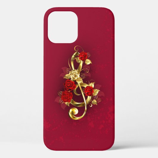 Golden Treble Cleve mit Rose Blume Case-Mate iPhone Hülle (Rückseite)