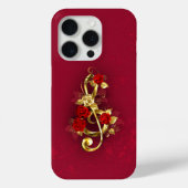 Golden Treble Cleve mit Rose Blume Case-Mate iPhone Hülle (Rückseite)