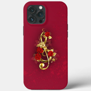 Golden Treble Cleve mit Rose Blume Case-Mate iPhone Hülle