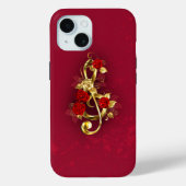 Golden Treble Cleve mit Rose Blume Case-Mate iPhone Hülle (Rückseite)