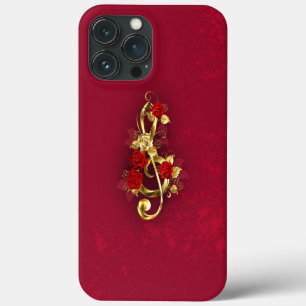 Golden Treble Cleve mit Rose Blume Case-Mate iPhone Hülle