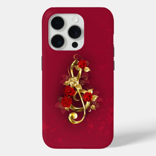 Golden Treble Cleve mit Rose Blume Case-Mate iPhone Hülle (Rückseite)