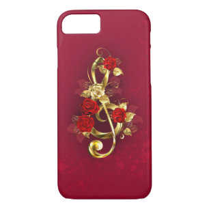 Golden Treble Cleve mit Rose Blume Case-Mate iPhone Hülle