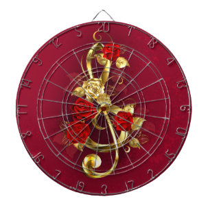 Golden Treble Cleve mit Rose Blume Dartscheibe