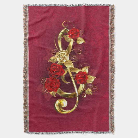Golden Treble Cleve mit Rose Blume Decke (Vorderseite Vertikal)