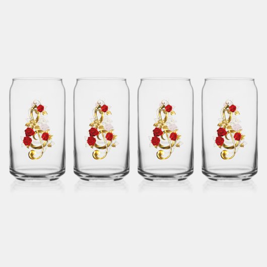 Golden Treble Cleve mit Rose Blume Dosenglas (Vorderseite)