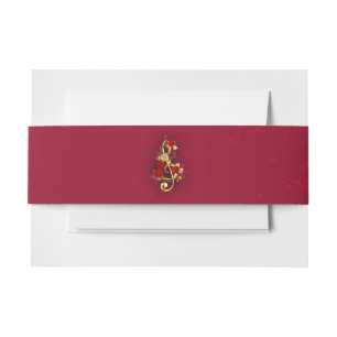 Golden Treble Cleve mit Rose Blume Einladungsbanderole