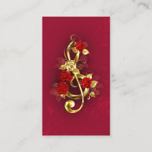Golden Treble Cleve mit Rose Blume Empfehlungskarte