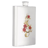 Golden Treble Cleve mit Rose Blume Flachmann (Rechts)
