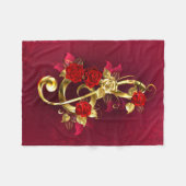Golden Treble Cleve mit Rose Blume Fleecedecke (Vorderseite (Horizontal))