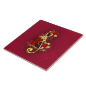 Golden Treble Cleve mit Rose Blume Fliese (Seite)