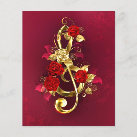 Golden Treble Cleve mit Rose Blume Flyer (Vorne)