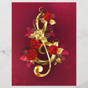 Golden Treble Cleve mit Rose Blume Flyer