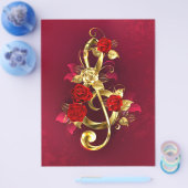 Golden Treble Cleve mit Rose Blume Flyer (Einzeln)