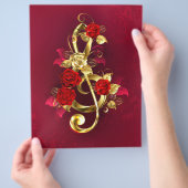 Golden Treble Cleve mit Rose Blume Flyer (Hand)