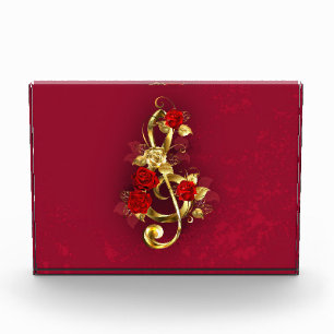 Golden Treble Cleve mit Rose Blume Fotoblock