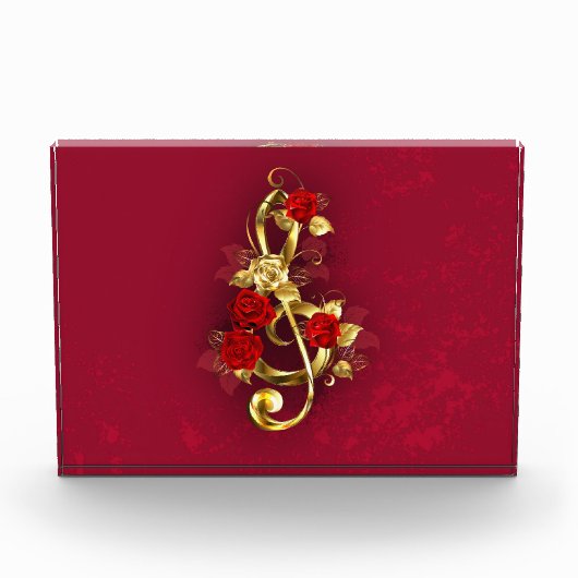 Golden Treble Cleve mit Rose Blume Fotoblock (Vorderseite)