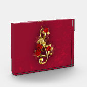 Golden Treble Cleve mit Rose Blume Fotoblock (Links)
