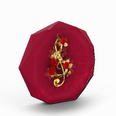 Golden Treble Cleve mit Rose Blume Fotoblock (Links)