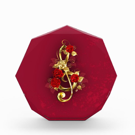 Golden Treble Cleve mit Rose Blume Fotoblock (Vorderseite)