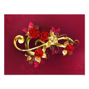 Golden Treble Cleve mit Rose Blume Fotodruck