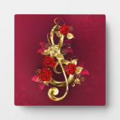 Golden Treble Cleve mit Rose Blume Fotoplatte (Vorderseite)