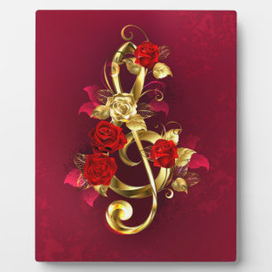 Golden Treble Cleve mit Rose Blume Fotoplatte