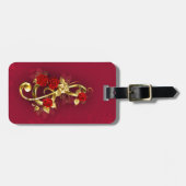 Golden Treble Cleve mit Rose Blume Gepäckanhänger (Vorderseite horizontal)