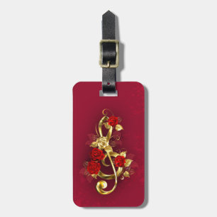 Golden Treble Cleve mit Rose Blume Gepäckanhänger