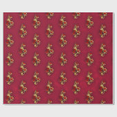 Golden Treble Cleve mit Rose Blume Geschenkpapier (Flach)