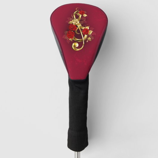 Golden Treble Cleve mit Rose Blume Golf Headcover (Vorderseite)