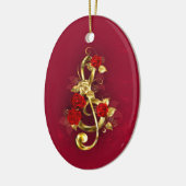 Golden Treble Cleve mit Rose Blume Keramik Ornament (Links)