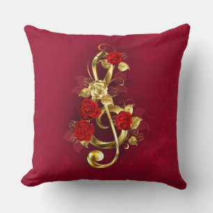 Golden Treble Cleve mit Rose Blume Kissen