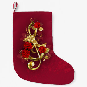 Golden Treble Cleve mit Rose Blume Kleiner Weihnachtsstrumpf