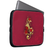 Golden Treble Cleve mit Rose Blume Laptopschutzhülle (Vorne Rechts)