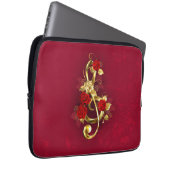 Golden Treble Cleve mit Rose Blume Laptopschutzhülle (Vorne Rechts)
