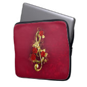 Golden Treble Cleve mit Rose Blume Laptopschutzhülle (Vorderseite Links)