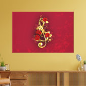 Golden Treble Cleve mit Rose Blume Leinwanddruck (Insitu (Wohnzimmer))