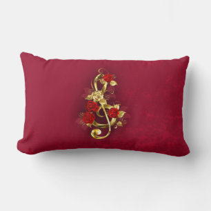 Golden Treble Cleve mit Rose Blume Lendenkissen