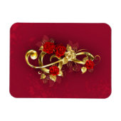 Golden Treble Cleve mit Rose Blume Magnet (Horizontal)