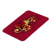 Golden Treble Cleve mit Rose Blume Magnet (Linke Seite)