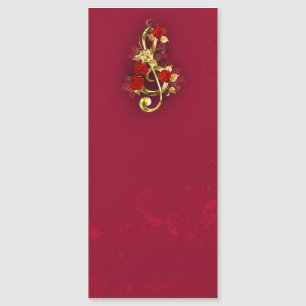 Golden Treble Cleve mit Rose Blume Magneteinladung
