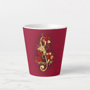 Golden Treble Cleve mit Rose Blume Milchtasse