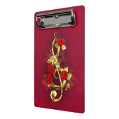 Golden Treble Cleve mit Rose Blume Mini Klemmbrett (Gewinkelt2)